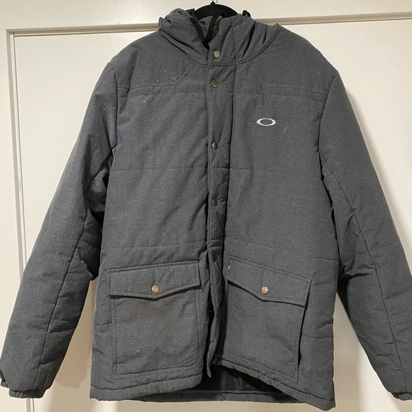 Oakley Men's Dark Gray Hooded Jacket - Picture 1 of 4